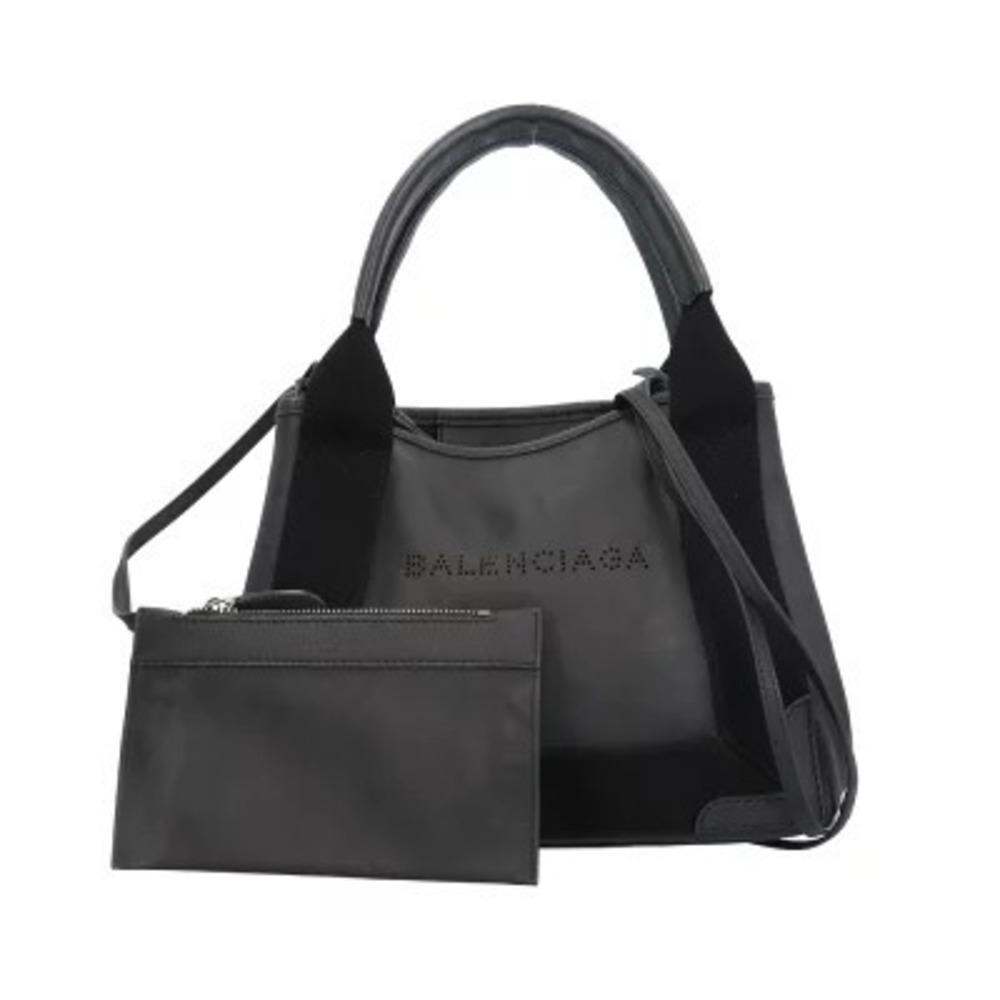 Balenciaga Navy Blue Cabas Shoulder Bag Leather Black